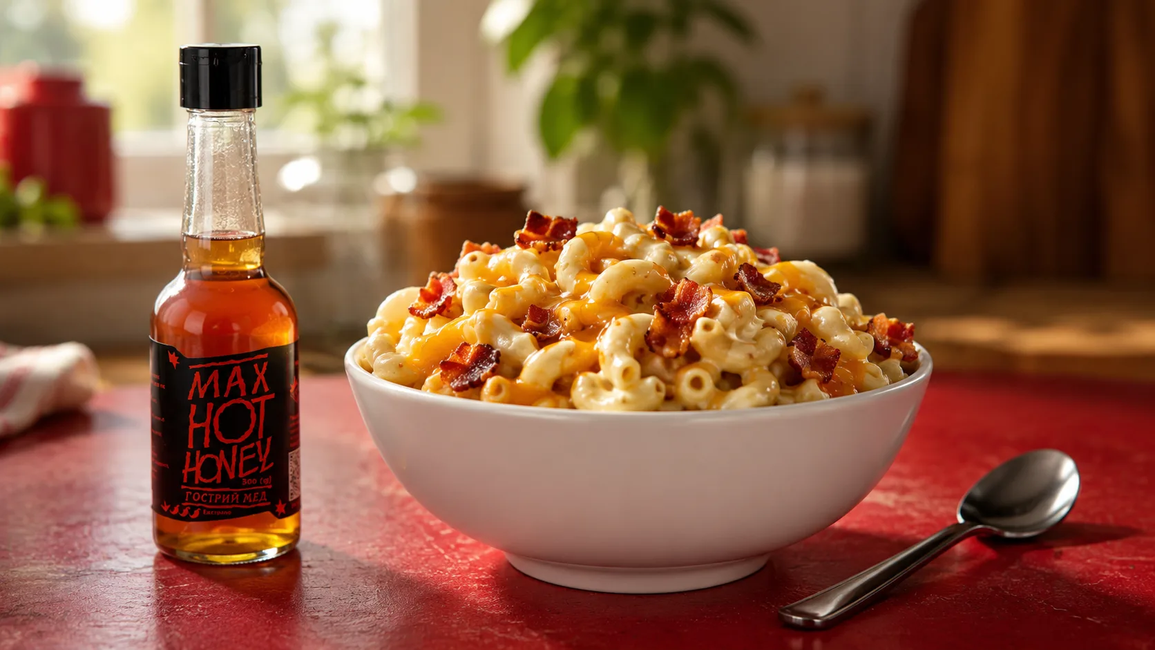Bacon Mac and Cheese with Spicy Honey
