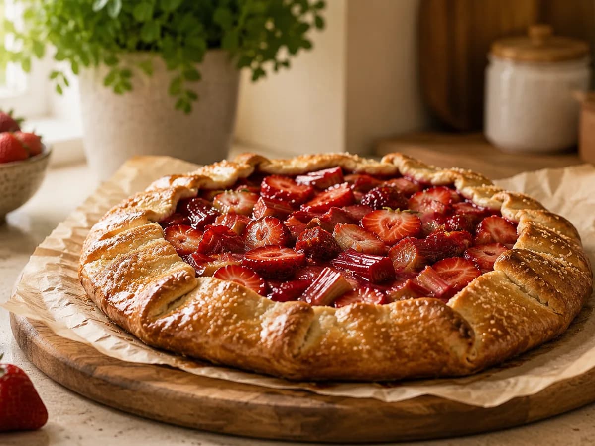 Strawberry & Rhubarb Galette with Spicy Honey
